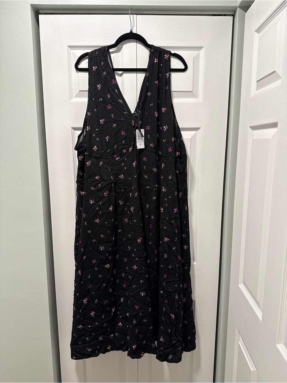 NWT Torrid Black Pink Floral Deep V Corset Midi Dress Size 6X